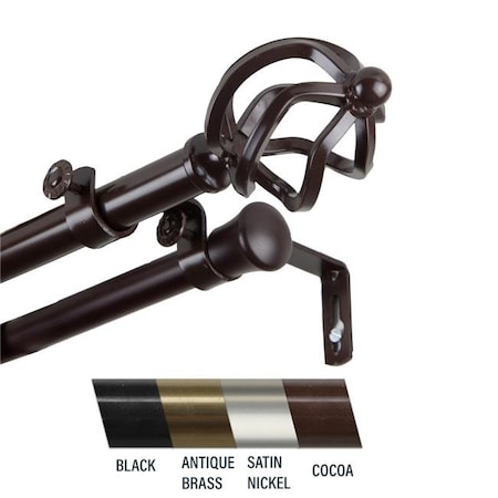 Central Design 4742-287 Giro 0.81 in. Double Curtain Rod; 28-48 in. - Cocoa 4742-287